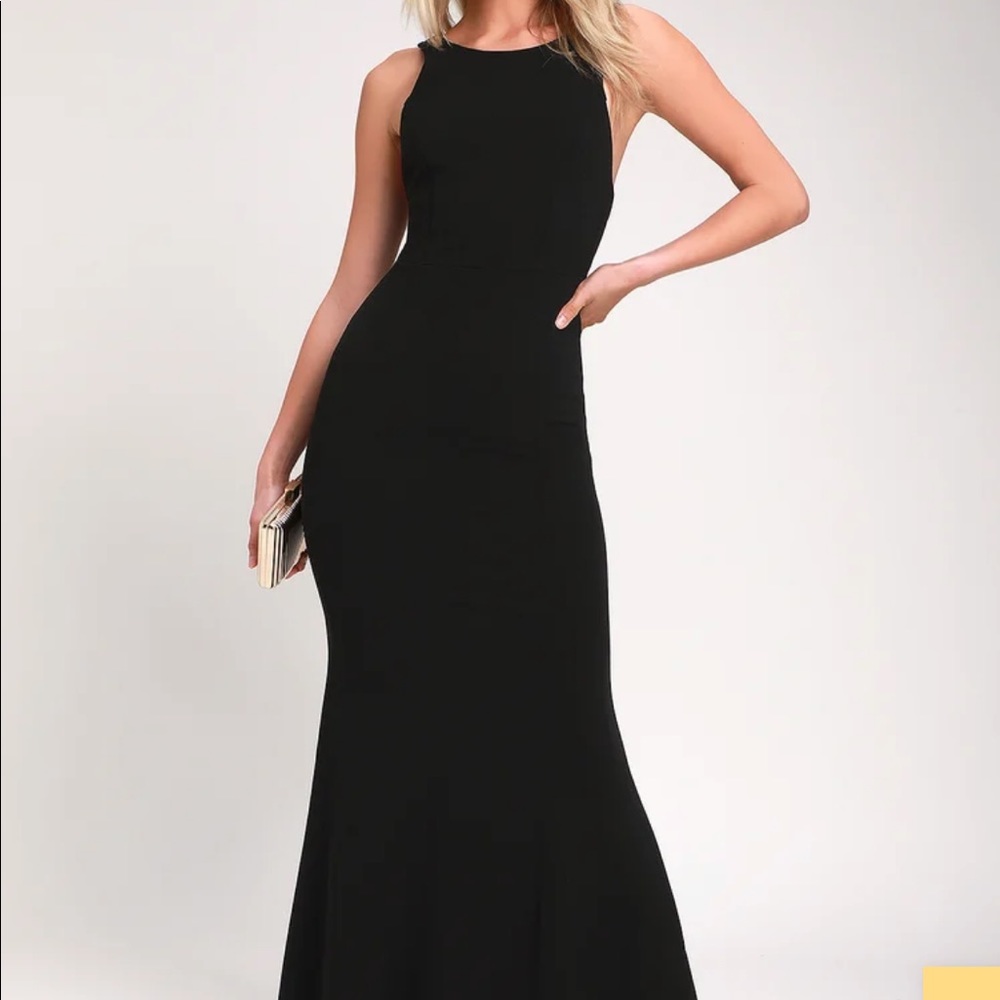 Lulu’s Dream About You Black Backless Maxi Dress Large